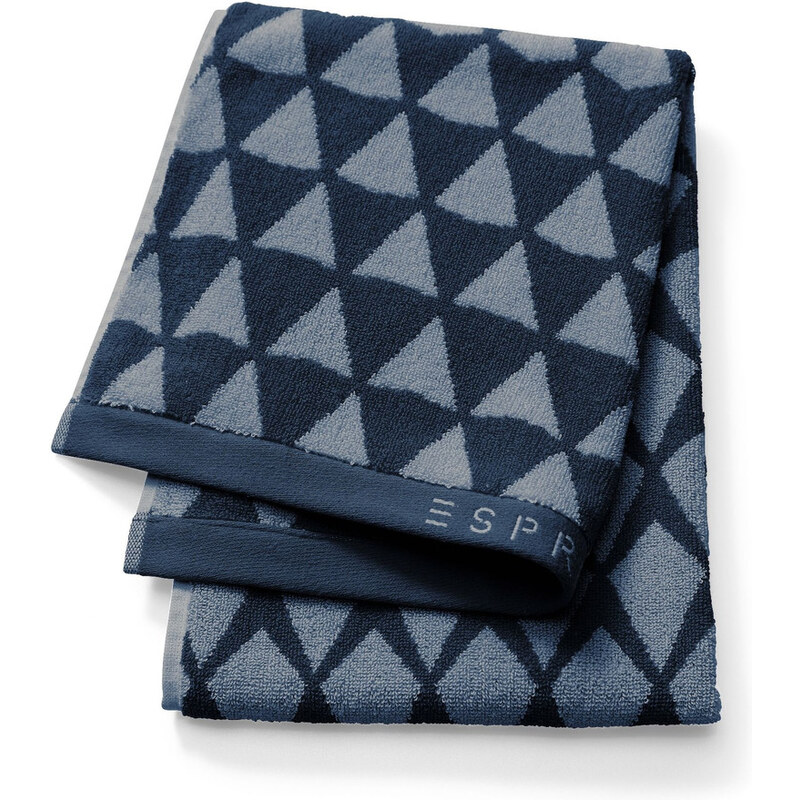 Tmavě modrý vzorovaný ručník Esprit Mina, 50 x 100 cm