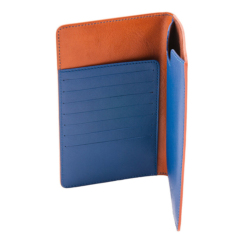 Danny P. Kožená peněženka s pouzdrem na iPhone 7/6S/6 Plus, Hnědo/Modrá