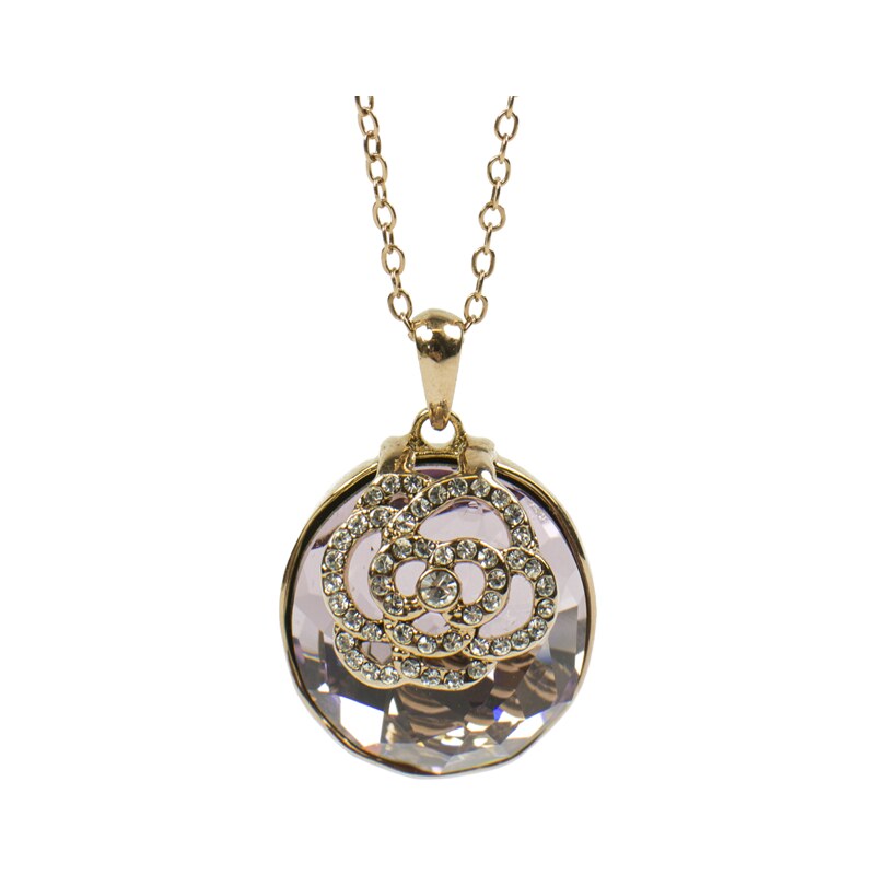 Swarovski náhrdelník pozlacený růžovým zlatem zdobený světlým ametystem a zirkony