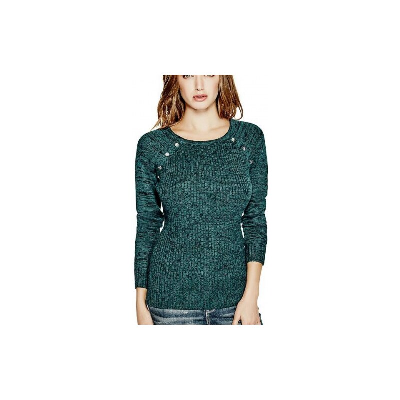 Svetr Guess Urielle Studded Sweater zelený