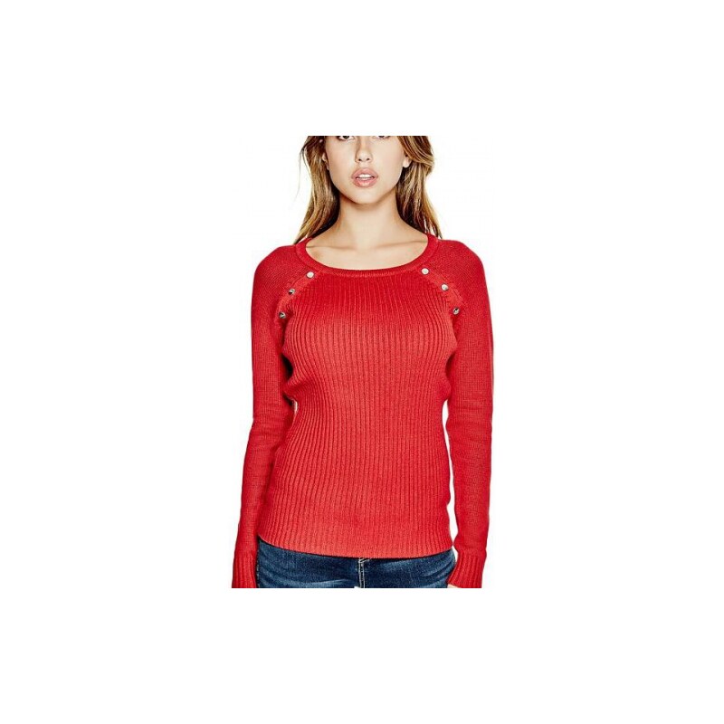 Svetr Guess Urielle Studded Sweater červený