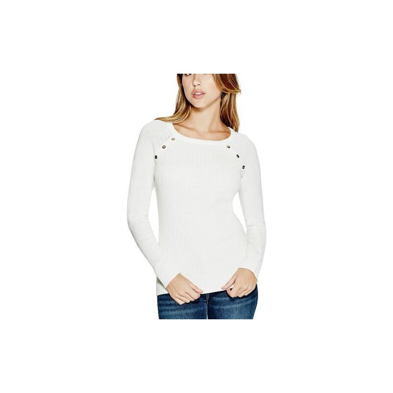 Svetr Guess Urielle Studded Sweater bílý