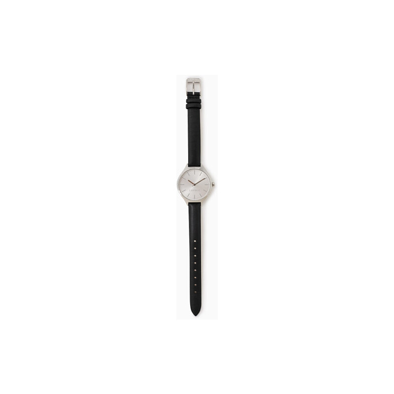 Esprit Nerez. hodinky s černým koženým páskem