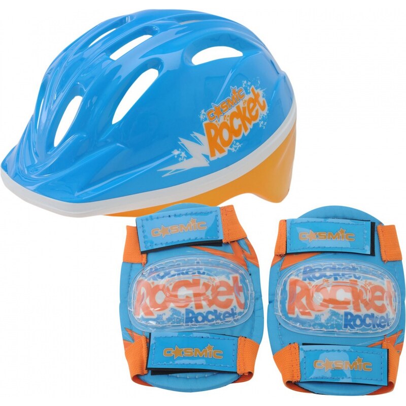 Cosmic Bike Helmet and Pad Set Childrens, blue/orange