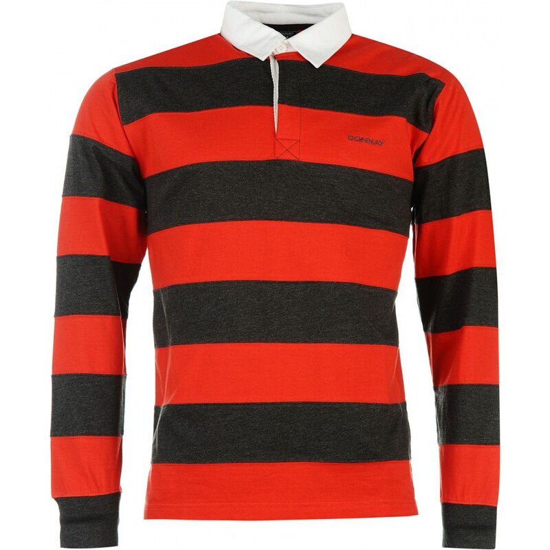 Donnay Panel Rugby Shirt Mens, charcoal/red
