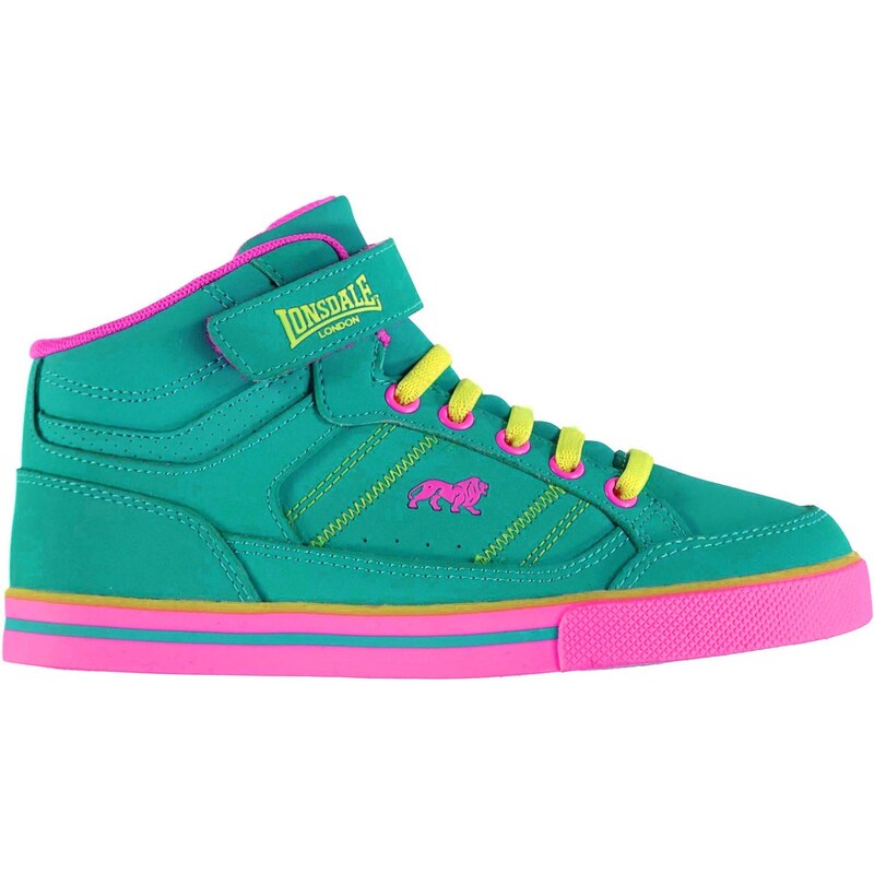 Lonsdale Canons Childrens Hi Top Trainers Teal/Pink