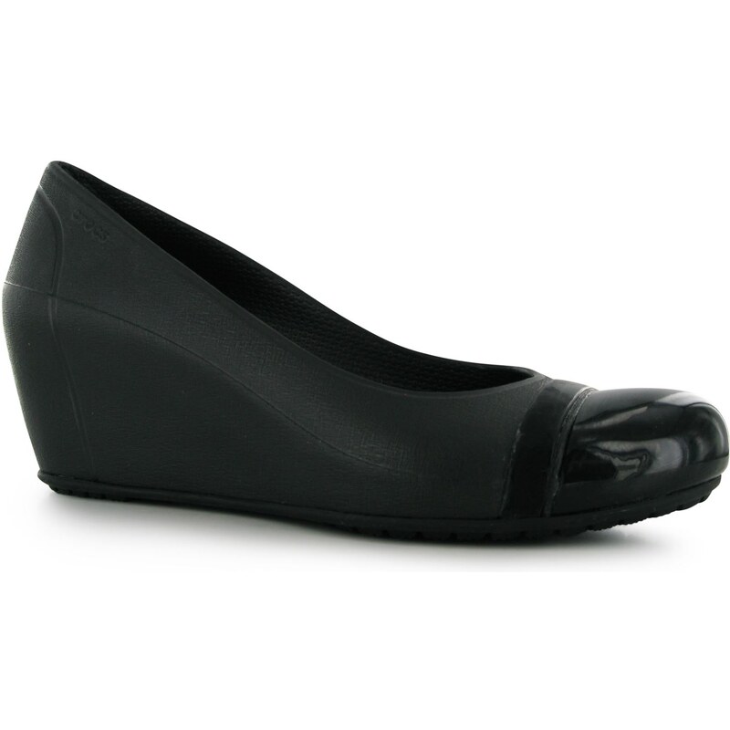 Crocs Cap Toe Wedge Shoes, black/black