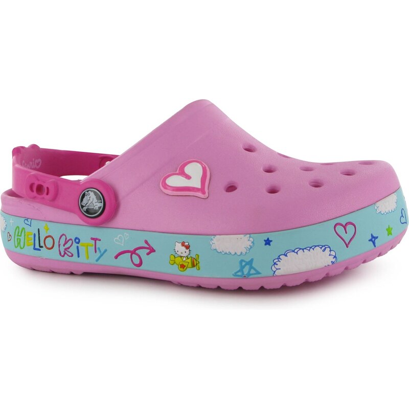 Crocs Hello Kitty Plane Sandals Junior Girls, carnation