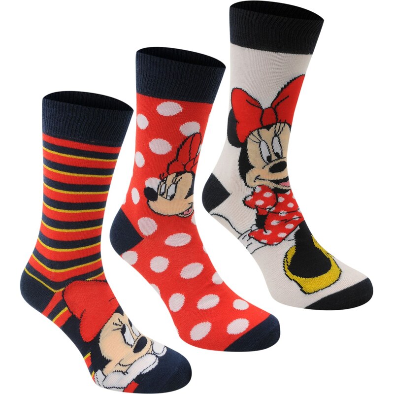 Disney 3 Pack Crew Socks Ladies, minnie