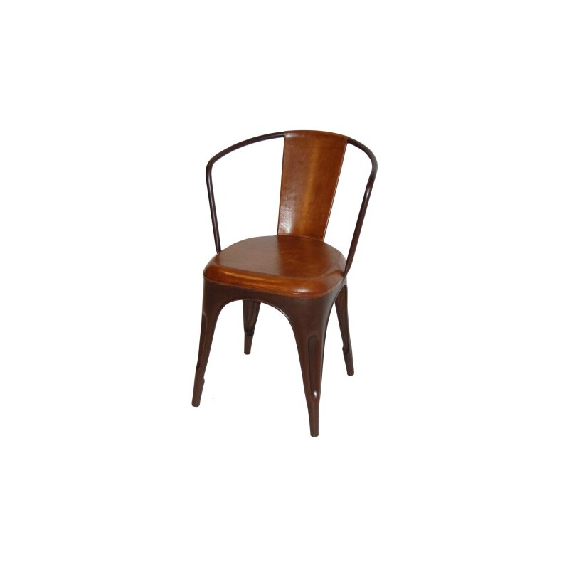 Industrial style, Jedálenská stolička - hrdza a koža 78x41x39cm (389)