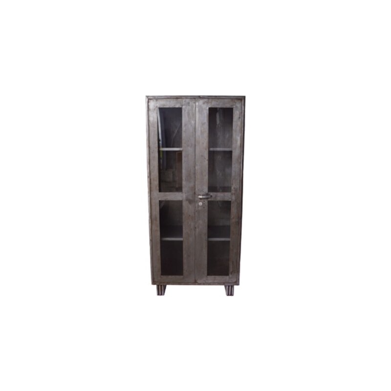 Industrial style, Industriální plechová skříň s lesklým povrchem 197x90x49cm (1267)