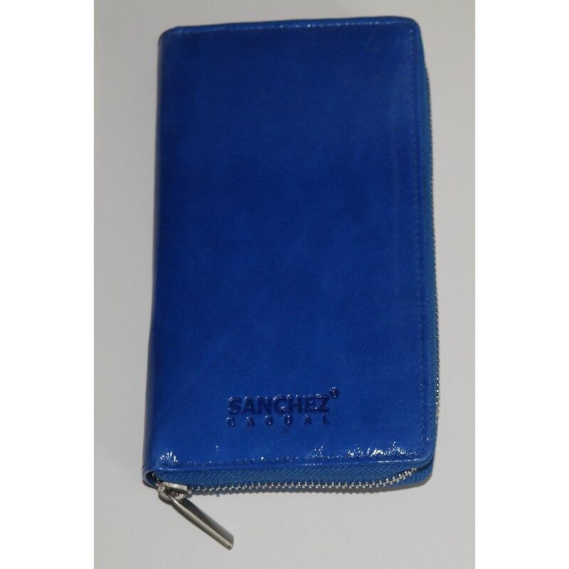 Celozipová modrá dámská kožená peněženka SANCHEZ