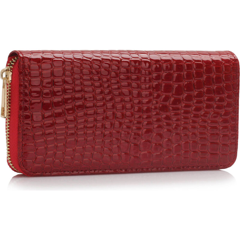 L&S Fashion (Anglie) Lesklá červená dámská peněženka LSP1074