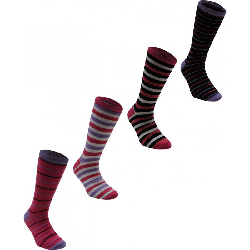 Miss Fiori Striped 4 Pack Socks, -