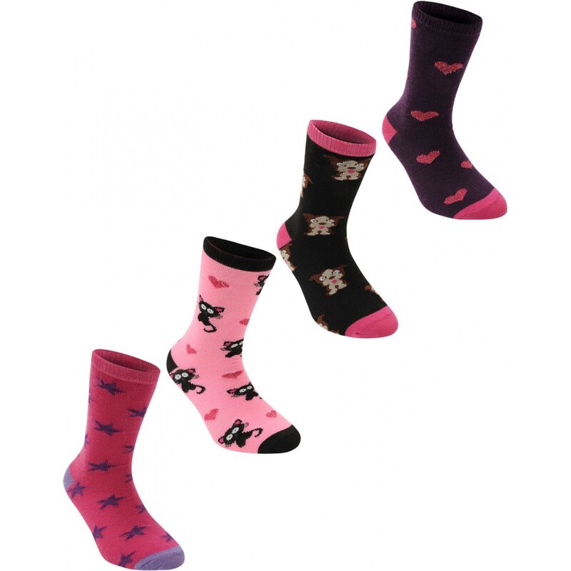 Miss Fiori Design Socks 4 Pack Girls, -