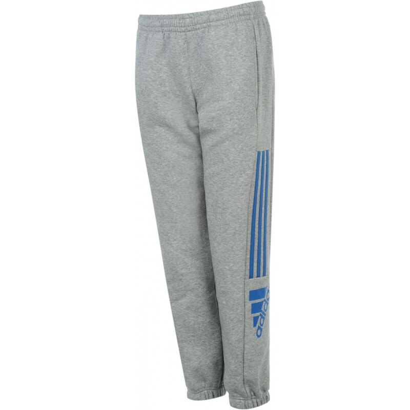 Adidas 3 Striped Logo Fleece Pants Junior, medgrey/brroyal