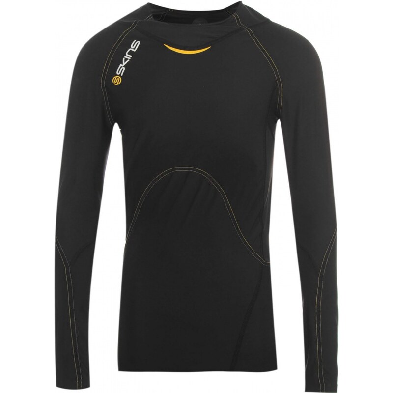 Skins A400 Long Sleeved Top Mens, blk/yellow