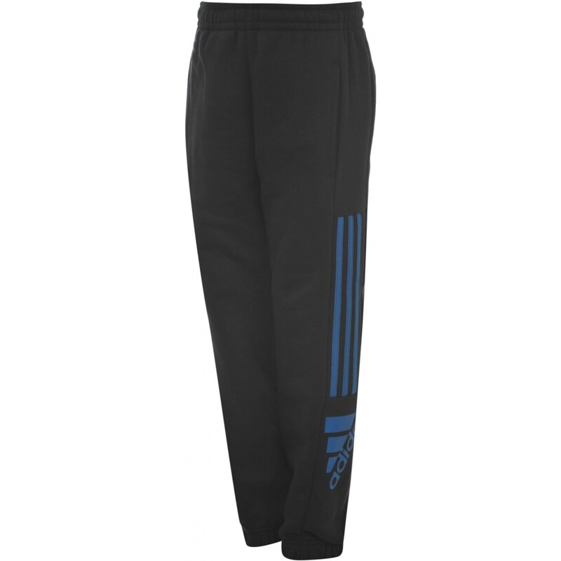 Adidas 3 Striped Logo Fleece Pants Junior, black/brroyal