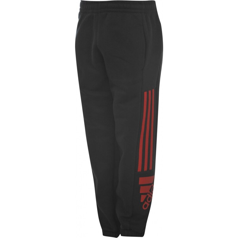 Adidas 3 Striped Logo Fleece Pants Junior, black/red