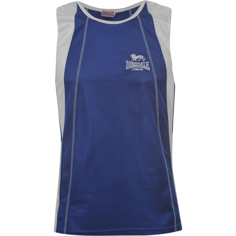 Lonsdale Perforated Sleeveless T Shirt Unisex Adults, blue/white