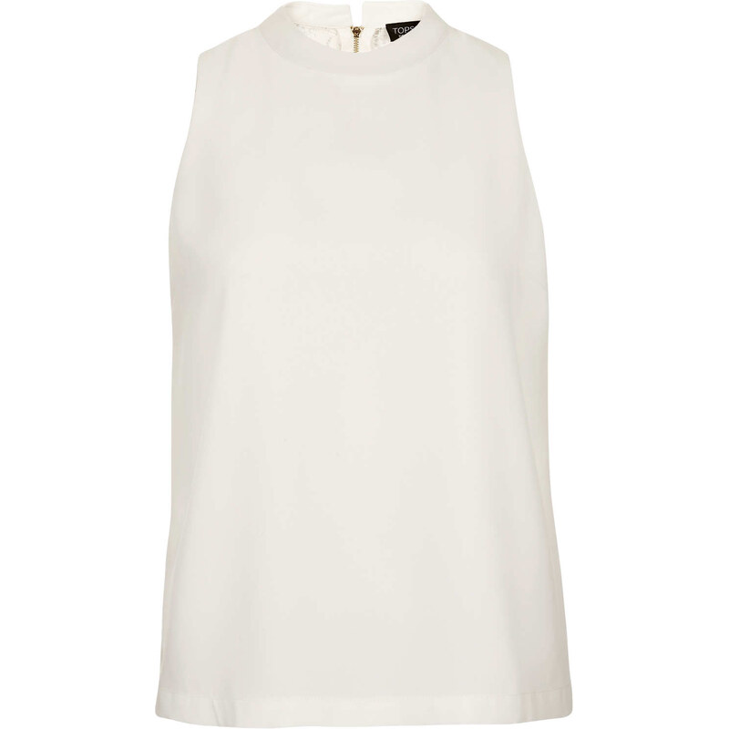 Topshop Lace Back High Neck Shell Top