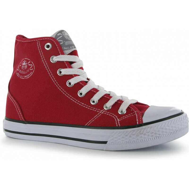 Dunlop Ladies Canvas High Top Trainers, red