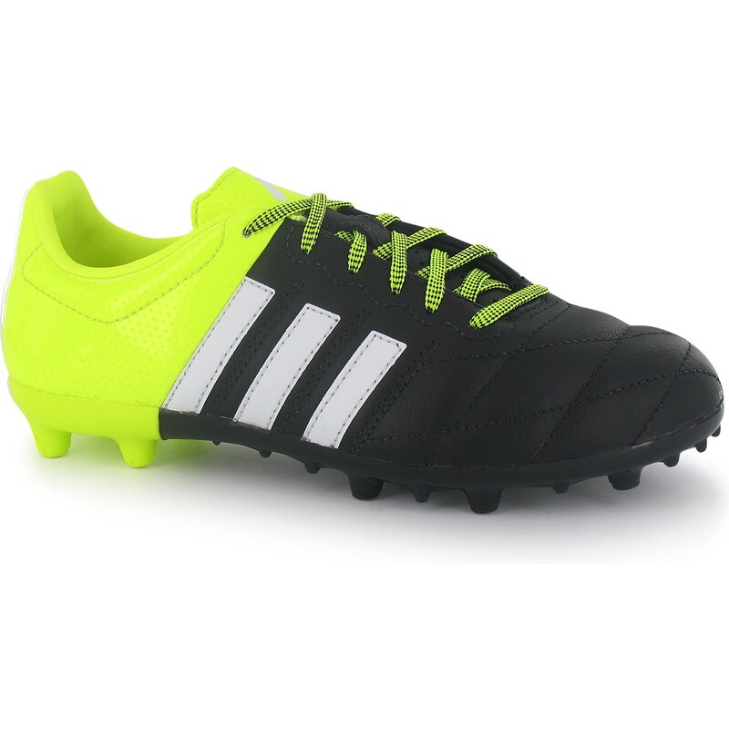 Adidas Ace 15.3 Leather Childrens FG Football Boots, black/yellow