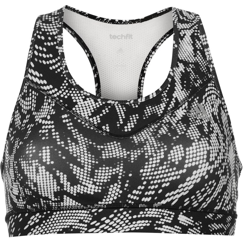 Adidas Tech Fit All Over Pattern Bra Womens, white/black
