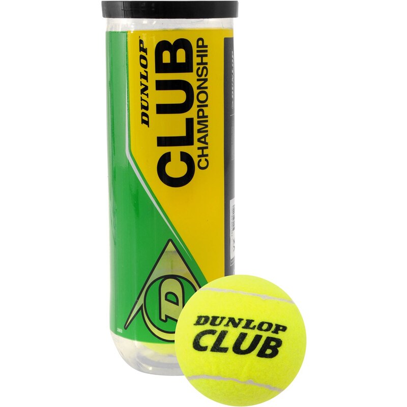 Dunlop Club Championship 3 Pack Tennis Balls, yellow