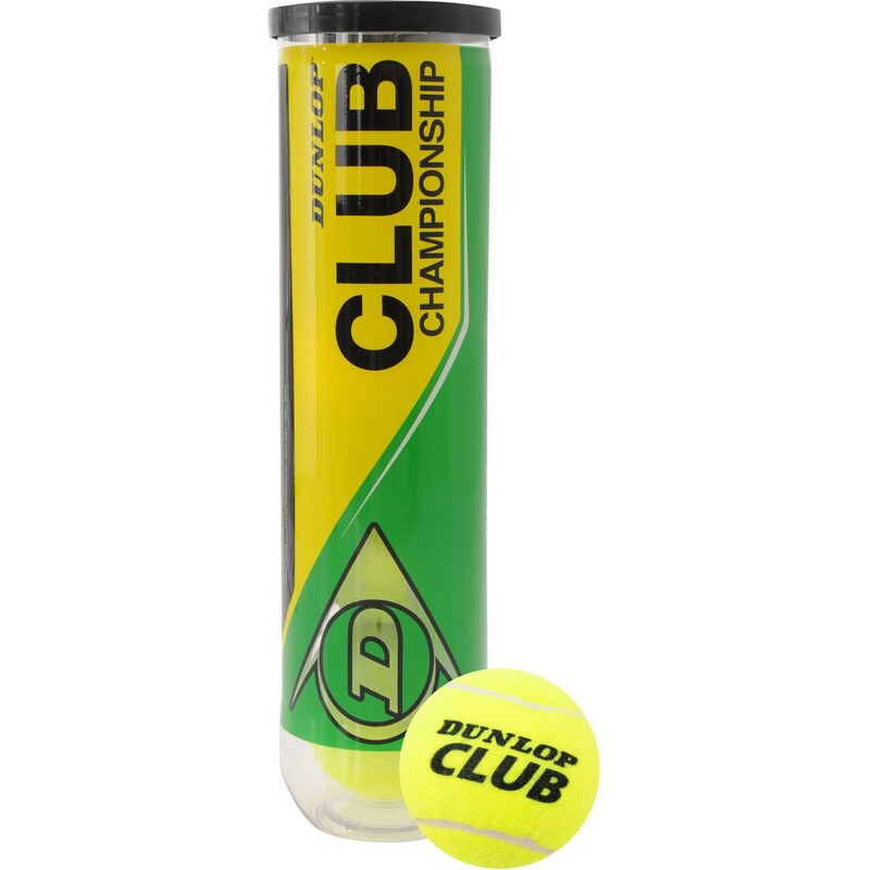 Dunlop Club Championship 4 Pack Tennis Balls, yellow