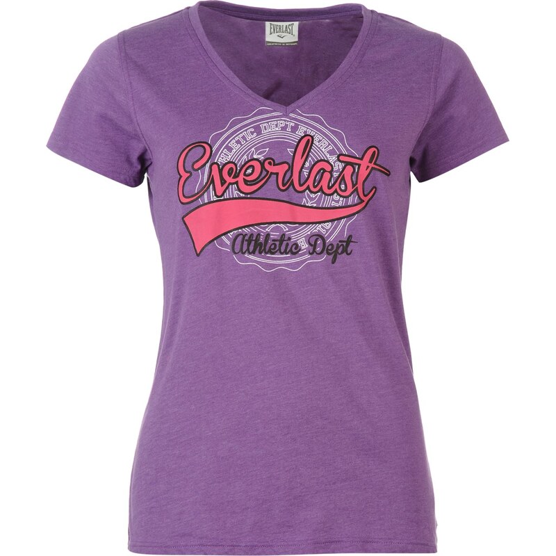 Everlast Logo V Neck T Shirt Ladies, purple