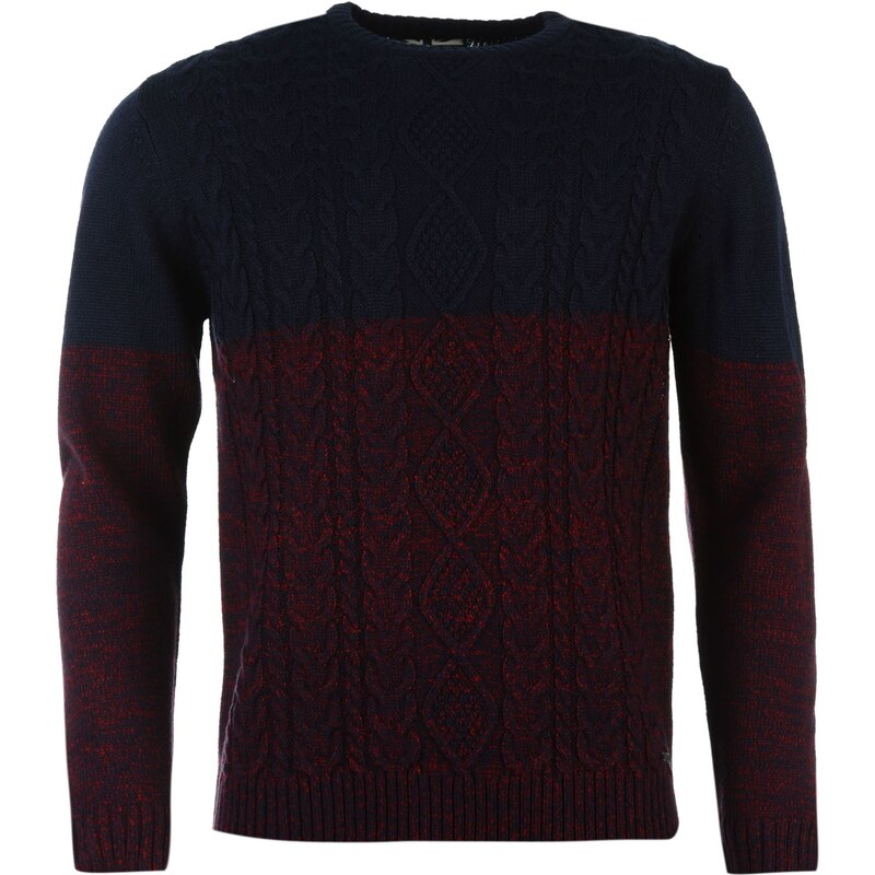 Lee Cooper Cable Knitted Jumper Mens, navy/burg