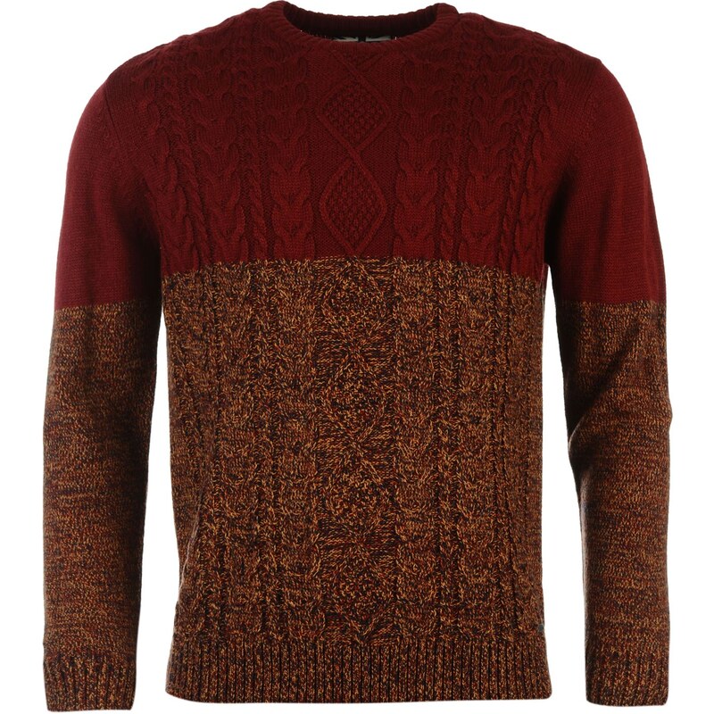 Lee Cooper Cable Knitted Jumper Mens, red/navy