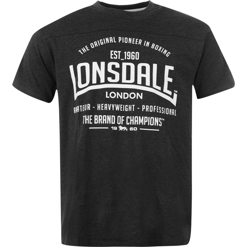Lonsdale Box T Shirt Mens Charcoal M