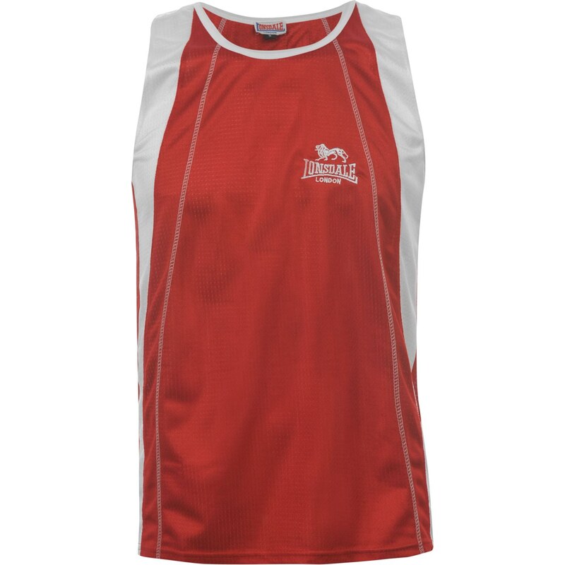 Lonsdale Perforated Sleeveless T Shirt Unisex Adults, red/white