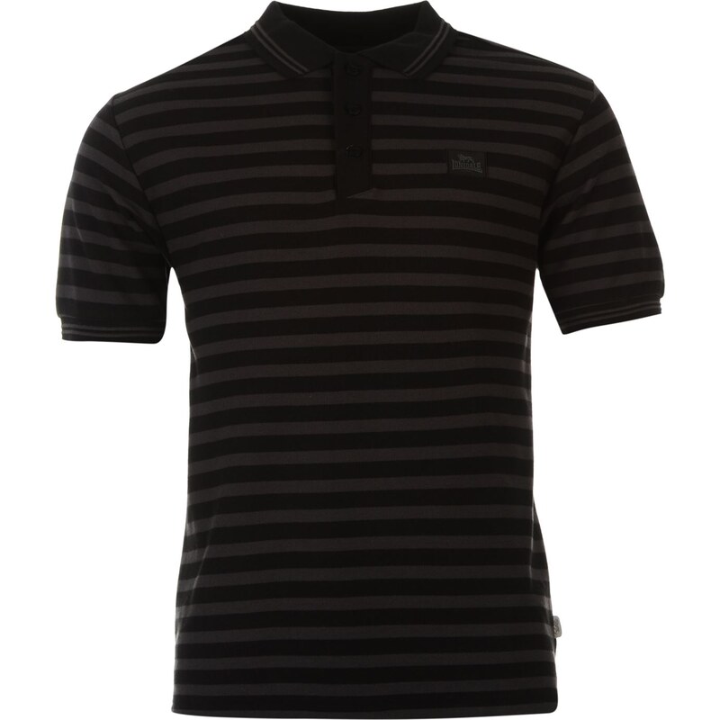Lonsdale Yarn Dye Striped Polo Shirt Mens, black/charcoal
