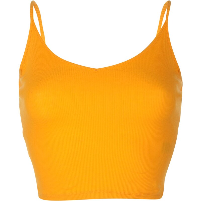 Miso Crop Strap Vest Ladies, saffron yellow