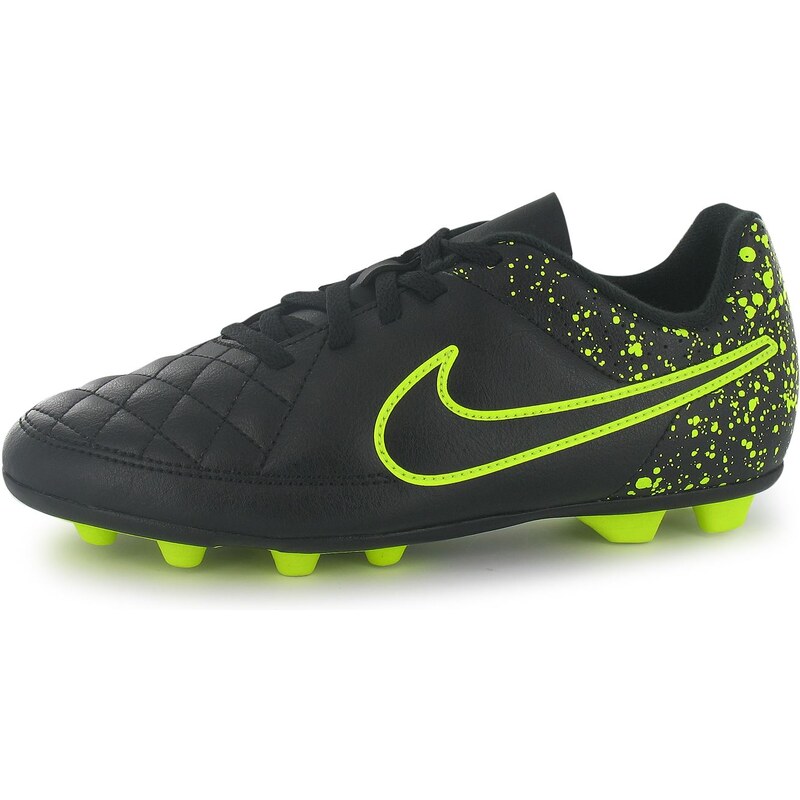 Nike Tiempo Rio Childrens FG Football Boots, black/volt
