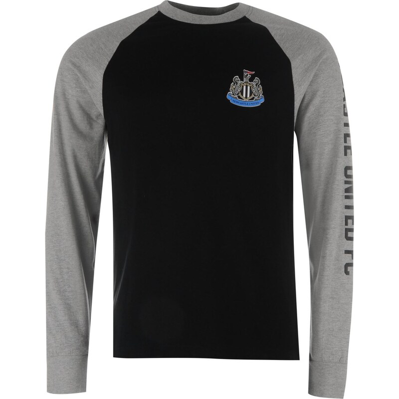 NUFC United FC Raglan Long Sleeve T Shirt Junior, grey marl/black