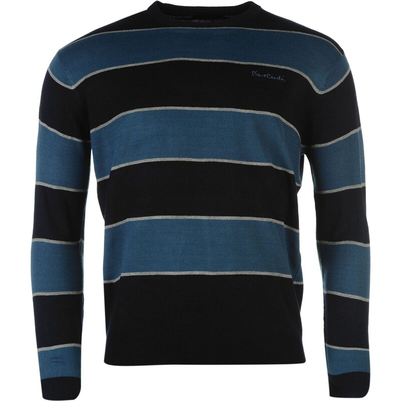Pierre Cardin Big Stripe Knitted Jumper Mens, navy/teal