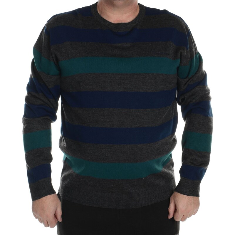 Pierre Cardin Cardin Extra Large Stripe Knitted Jumper Mens, charcoal marl