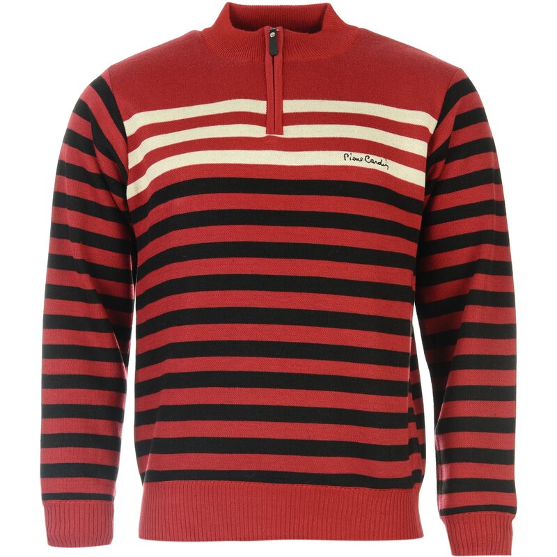 Pierre Cardin Stripe Half Zip Jumper, red/black