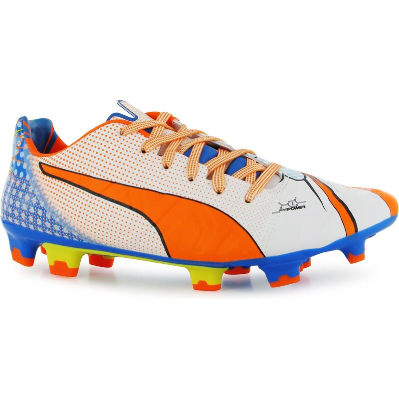 Puma evoPOWER Pop 1 FG Mens Football Boots, white/orange