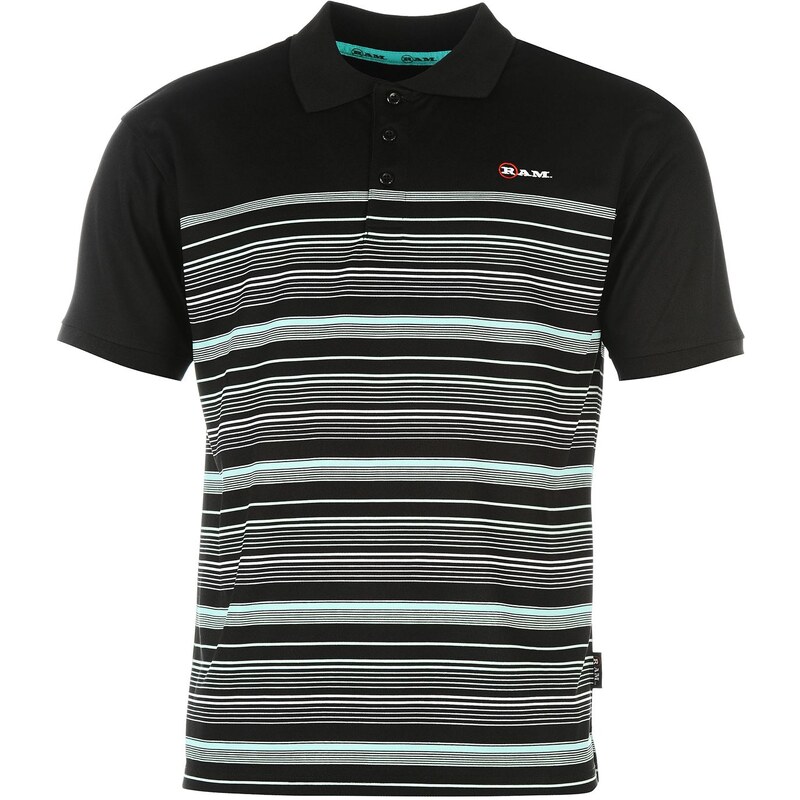 Ram Stripe Golf Polo Mens, black/blue