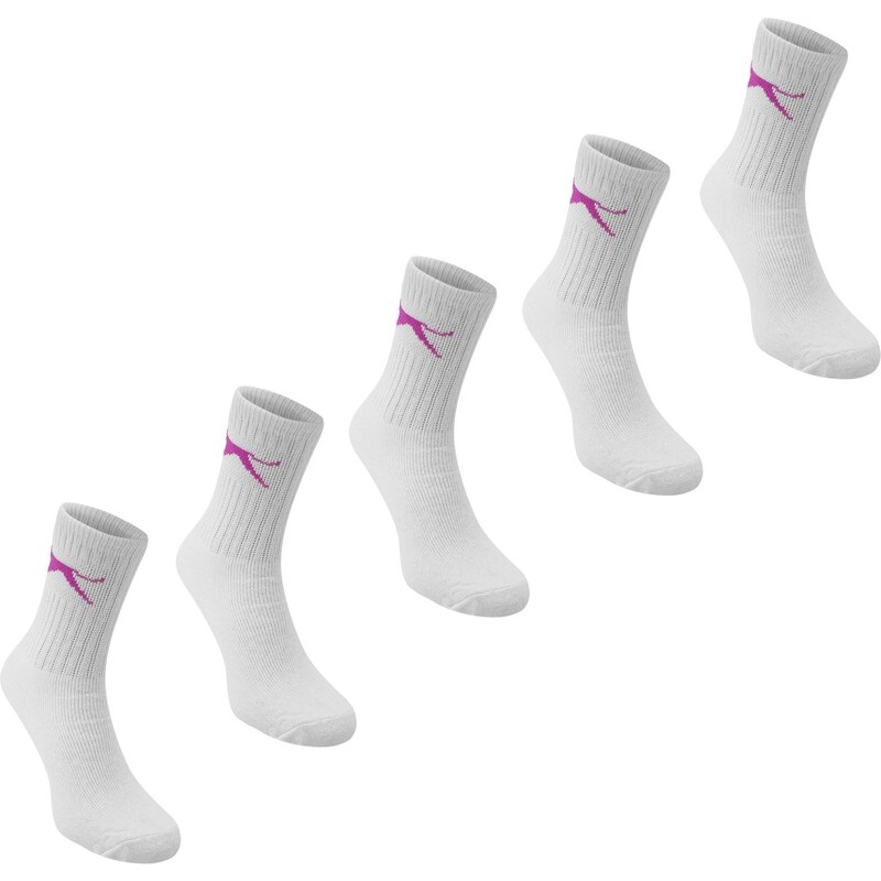 Slazenger 5 Pack Crew Sports Socks, white/purple