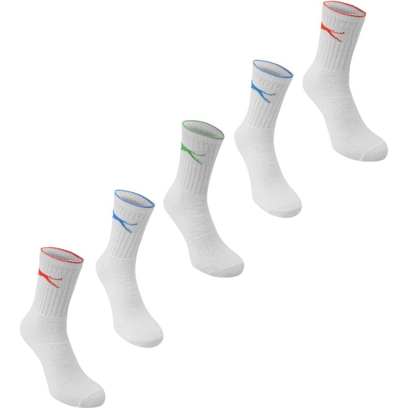 Slazenger 5 Pack Crew Sports Socks, wht brt/mlt bld
