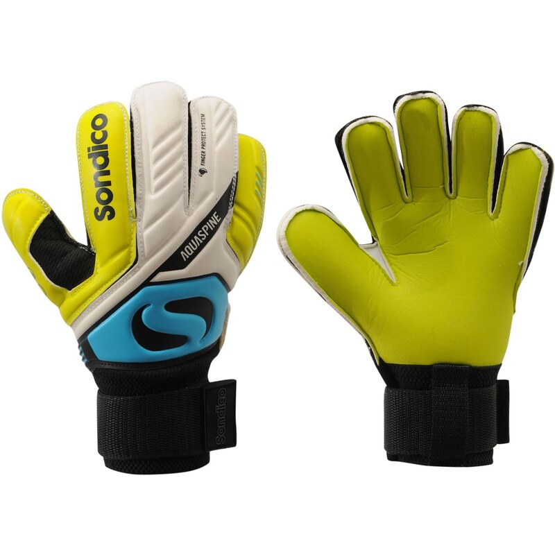 Sondico AquaSpine Goalkeeper Gloves Junior, white/lime/blue
