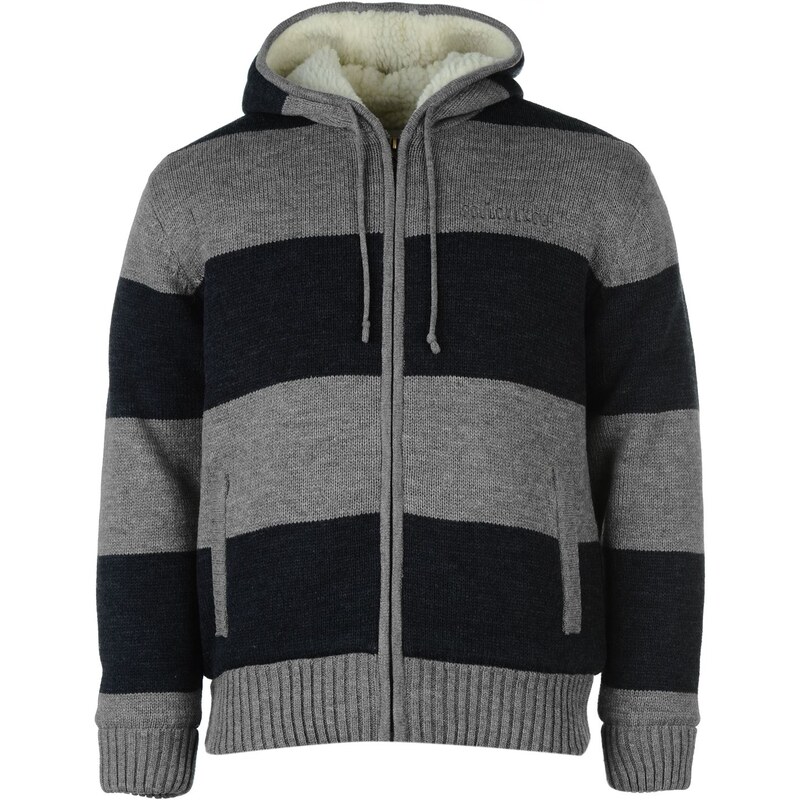 Soul Cal SoulCal Stripe Lined Knitted Cardigan, navy/grey marl