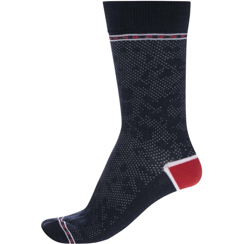 Tmavě modré vzorované ponožky s červenými detaily Jack & Jones Digger