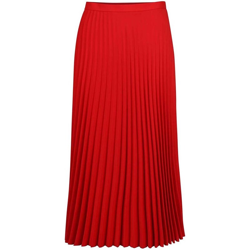 Červená plisovaná midi sukně Dorothy Perkins